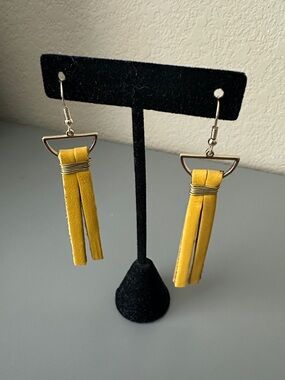 Yellow Tassel Fringe Drop Earrings - Unbranded